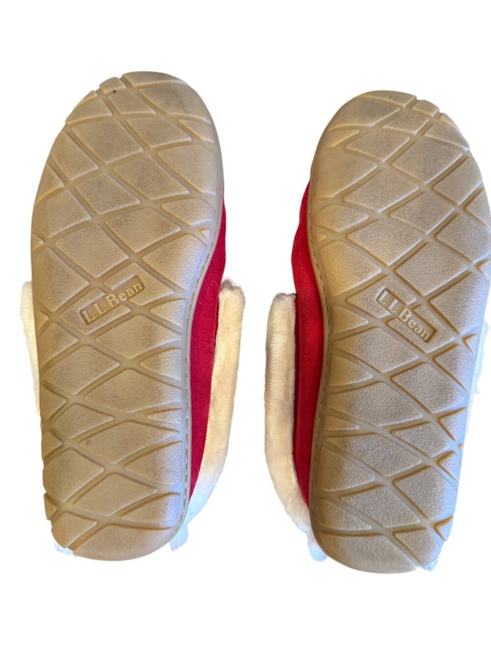 L.L.Bean Red Shearling Suede Moccasins Approx Women’s 9 / Men’s 8 - Picture 6 of 6